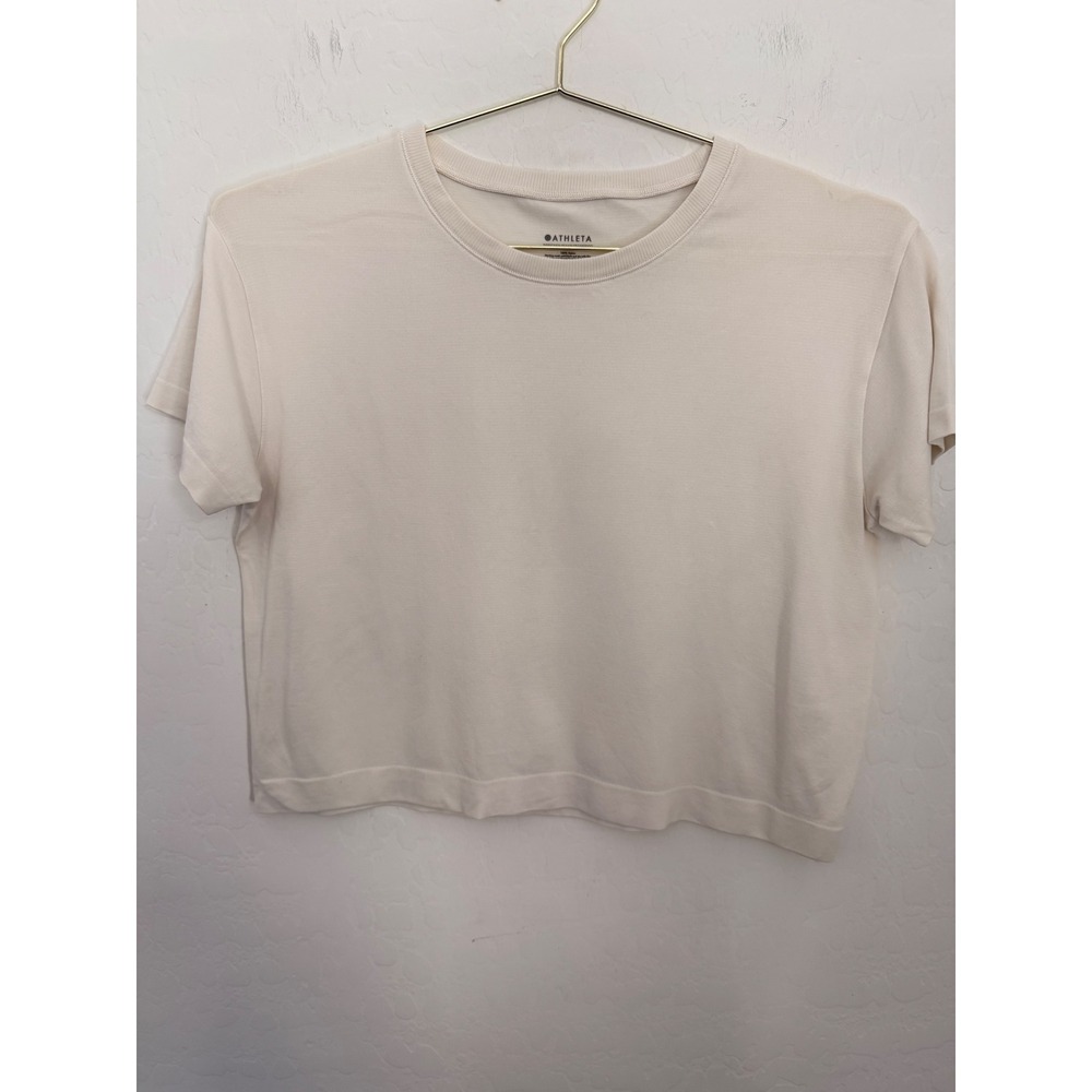 Athleta Women XS Cropped Short Sleeve Crewneck Workout Athletic Training Top
